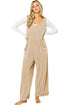 Corded Tie Straps V Neck Wide Leg Jumpsuit